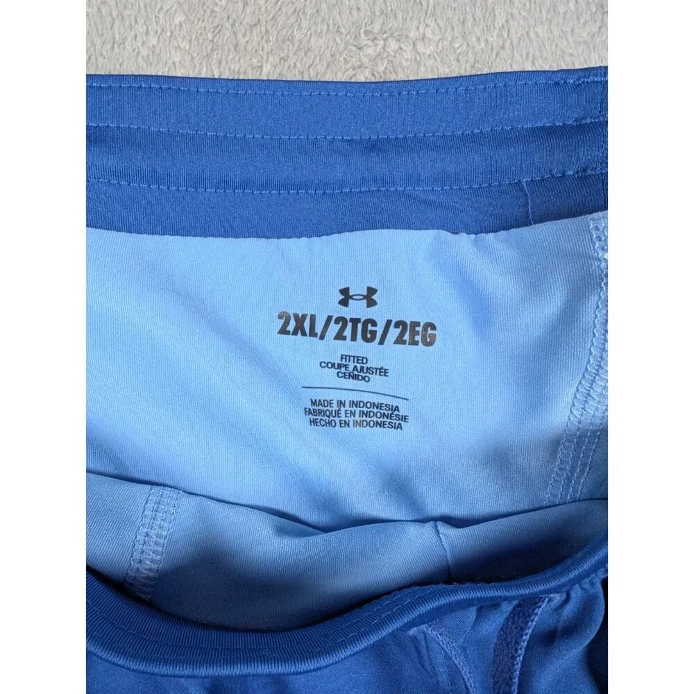 Under Armour Mens Shorts XXL Blue 2 in 1 Fitted Compression Active Performance